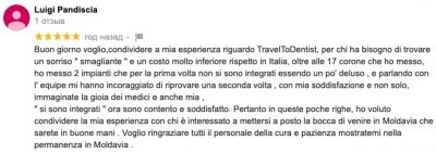 L'esperienza di Luigi dopo le cure odontoiatriche in Moldavia