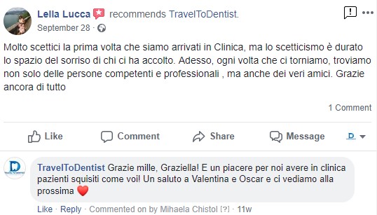 recensione facebook in italiano del impianto dentale in moldavia TravelToDentist