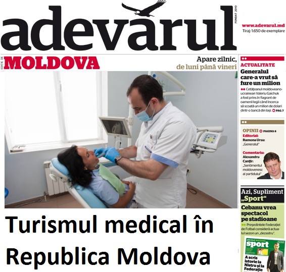 El artículo en el periódico Adevarul sobre la primera empresa de turismo dental de Moldavia.