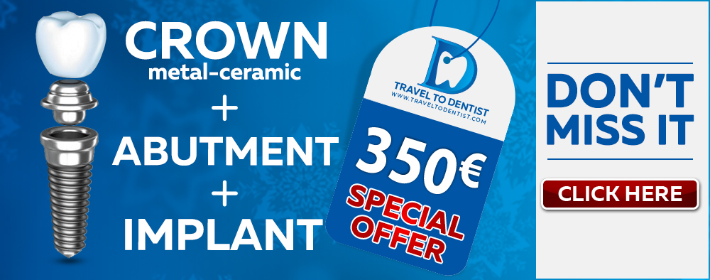 Special offer for dental implants in Moldova: impant + abutment + crown = 350 €