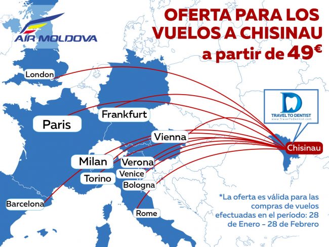 Oferta para los vuelos a Chisinau, Moldavia desde toda Europa. Los precios a partir de 49 €