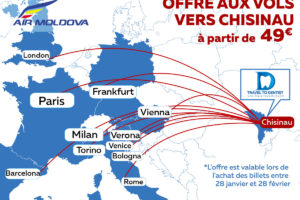 Offre auxs vols vers Chisinau, Moldavie de toute l'Europe. Prix à partir de 49 €