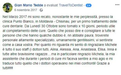 Review on Facebook of an Italian patient