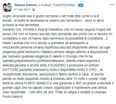 Tiziana's experience after the treatment