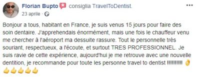 L'avis de Florian après le traitement dentaire en Moldavie