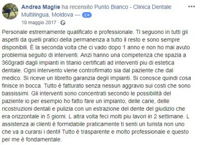 Observaciones de Andrea después del tratamiento en Moldavia