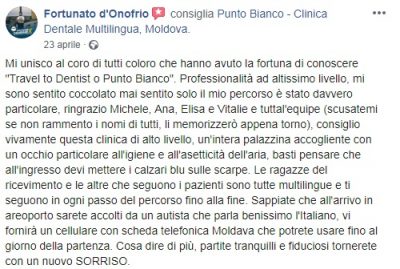 Las opiniones de Fortunato después del tratamiento dental en Moldavia