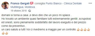 Franco's thoughts after the treatments done in the dental clinic