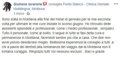 Giulianas Meinung auf Facebook nach Zahnbehandlungen