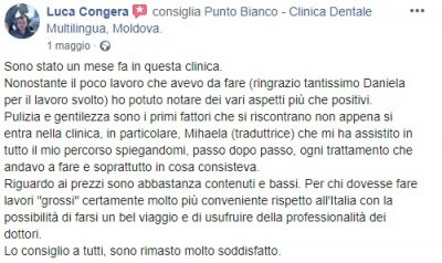 Il parere di Luca al riguardo della cliica dentale in Moldavia