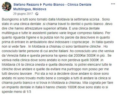 I pensieri di Stefano sulla clinica dentale Punto Bianco
