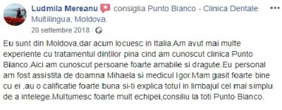 Ludmila's opinion about the clinic Punto Bianco