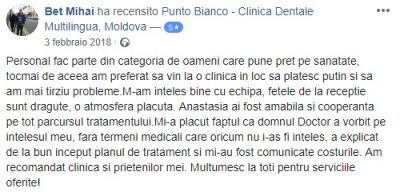 Мнение пациента, удовлетворенного стоматологическими услугами, предлагаемыми стоматологической клиникой в Молдове