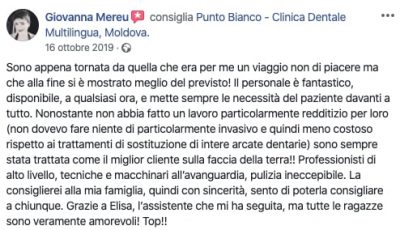 La recensione di Giovanna sul turismo dentale in Moldavia