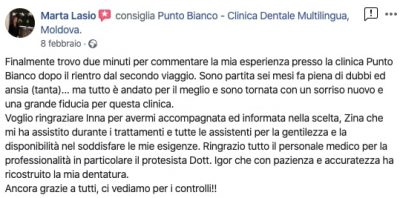 L'esperienza di Marta dopo aver finito le cure dentali in Moldavia