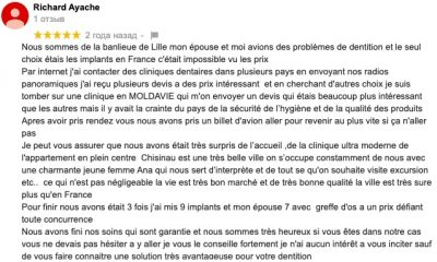 L'avis de Richard sur l'experience dentaire en Moldavie