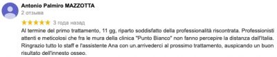 Recenzia lui Antonio pe Google după tratamentul stomatologic în Moldova