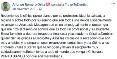 La opinion de Alfonso sobre el equipo en la clinica dental de Moldavia