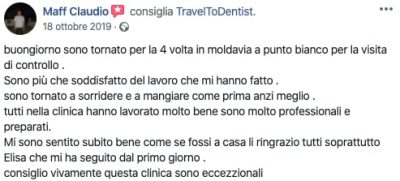 La reseña de Claudio sobre el tratamiento dental en Moldavia