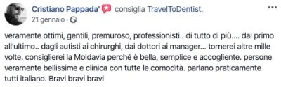 La recensione di Cristiano sullo staff della clinica dentale