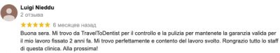 Отзыв Луиджи в Google после лечения зубов в Молдове