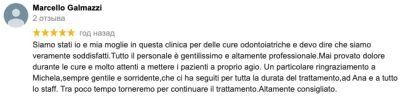 Marcello's opinion after the treatment in the dental clinic in Moldova
