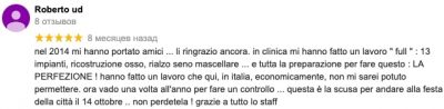 Les impressions de Roberto après les soins dentaires en Moldavie