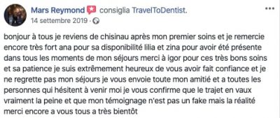 Les impressiones de Martial apres le traitement dentaire en Moldavie