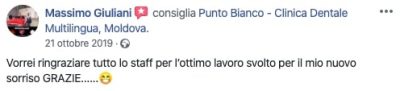 L'opinione di Massimo dopo il trattamento odontoiatrico in Moldavia
