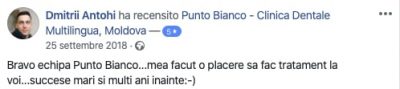 Recenzia lui Dmitrii despre clinica stomatologică Punto Bianco