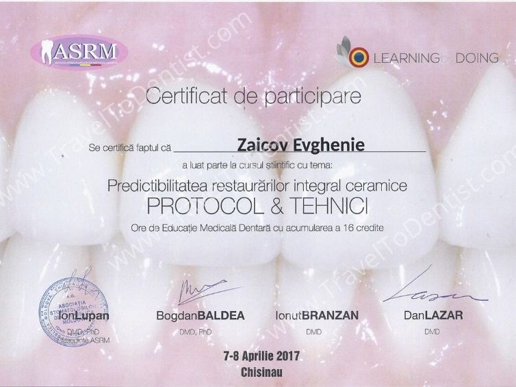 certificate Evghenie zaicov