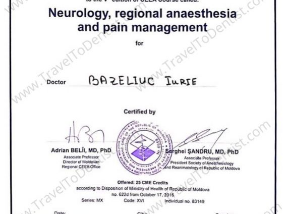 Certificate Dr. Iurie Bazeliuc