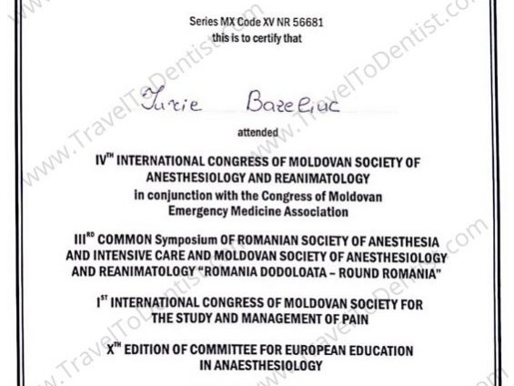 Certificate Dr. Iurie Bazeliuc