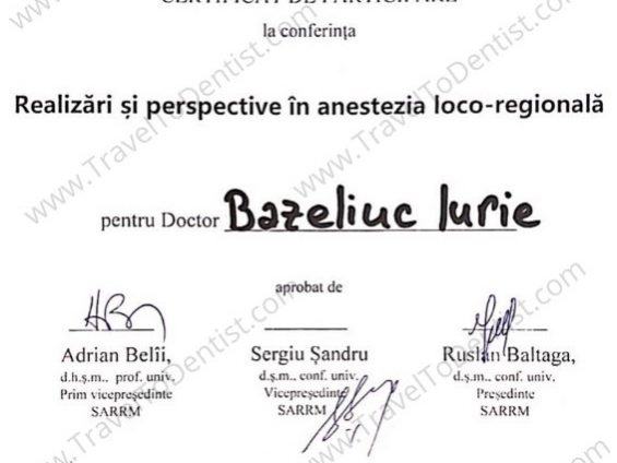 Certificate Dr. Iurie Bazeliuc