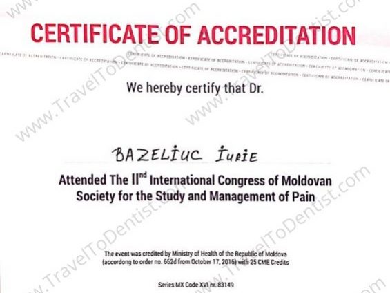 Certificate Dr. Iurie Bazeliuc
