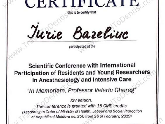 Certificate Dr. Iurie Bazeliuc