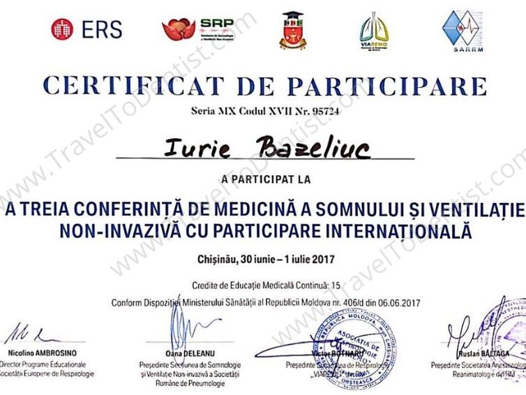 Certificate Dr. Iurie Bazeliuc