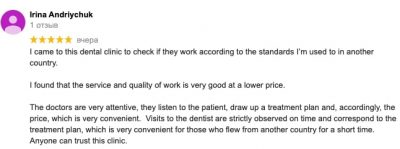 Our patient's review about dental clinic in Moldova