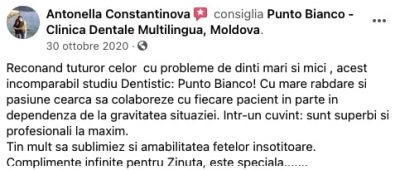 Părerea pacientei despre clinica dentara Punto Bianco