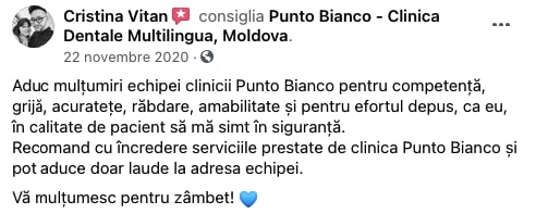Impresiile pacientei în urma tratamentului la clinica Punto Bianco