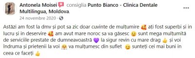 Recenzia unei paciente mulțumită de calitatea tratamentelor la Punto Bianco